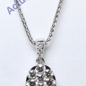 18K White Round Diamond Oval Pendant 1.01 Ct G Vvs C19000216